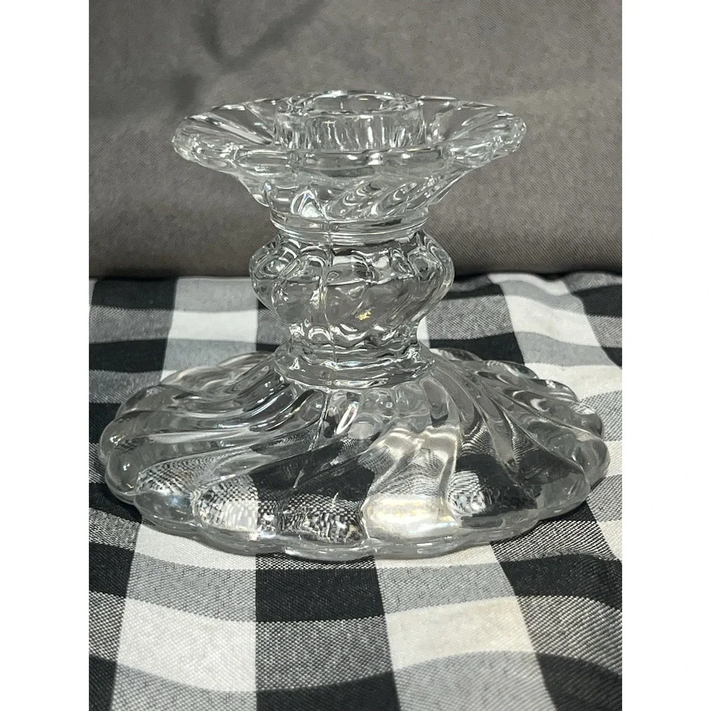 VTG Fostoria Colony Crystal Swirl Single Candlestick Holder 3